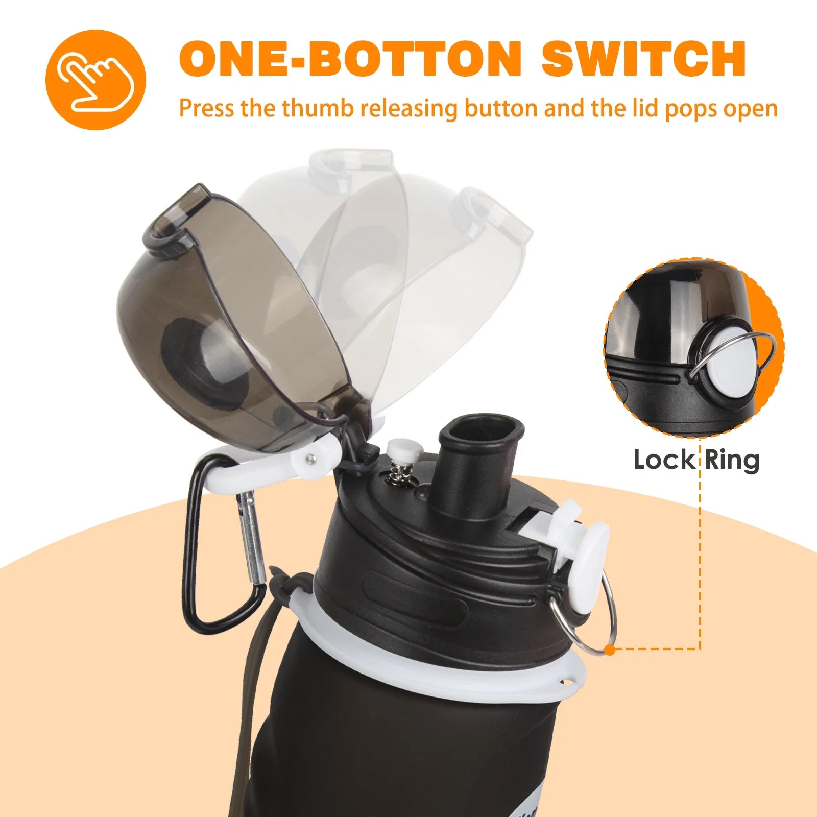 Collapsible Silicone Water Bottles - 750ML Leakproof Valve Reusable BPA Free Travel Water Bottle, 26Oz Foldable Water Bottles Sports & Outdoor Lightweight for Gym Camping Hiking Travel