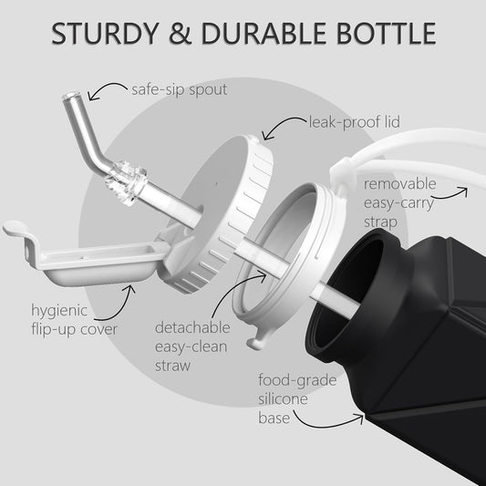 Collapsible Water Bottles with Straw 20.6Oz