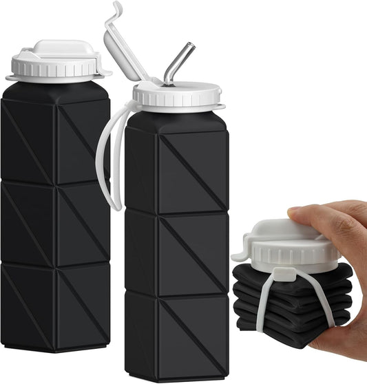 Collapsible Water Bottles with Straw 20.6Oz
